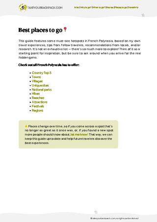 example page 3 from our offline Travel Guide for French Polynesia